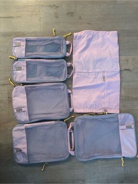 Lavender Packing Cube Set with Drawstring Laundry Bag - Travel Organizer